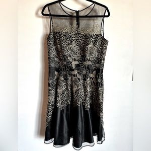 Tahari Size 10 Sheer Embroidered Dress